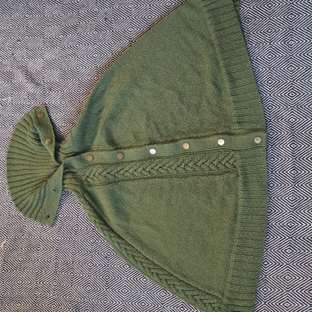 Talbots Olive Cowl Neck Sweater Cape